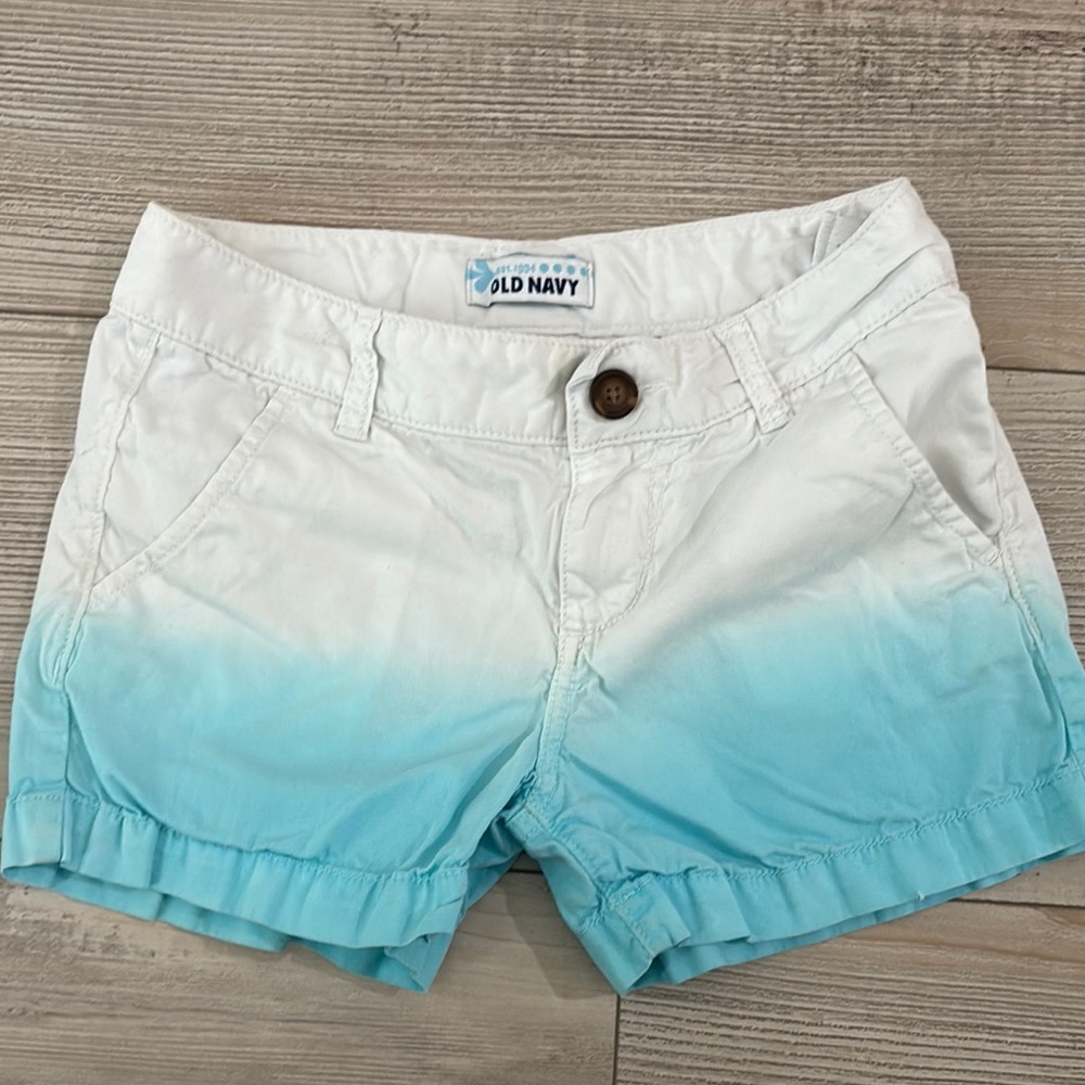 Old Navy White and Blue Jean Shorts with Ombre Design